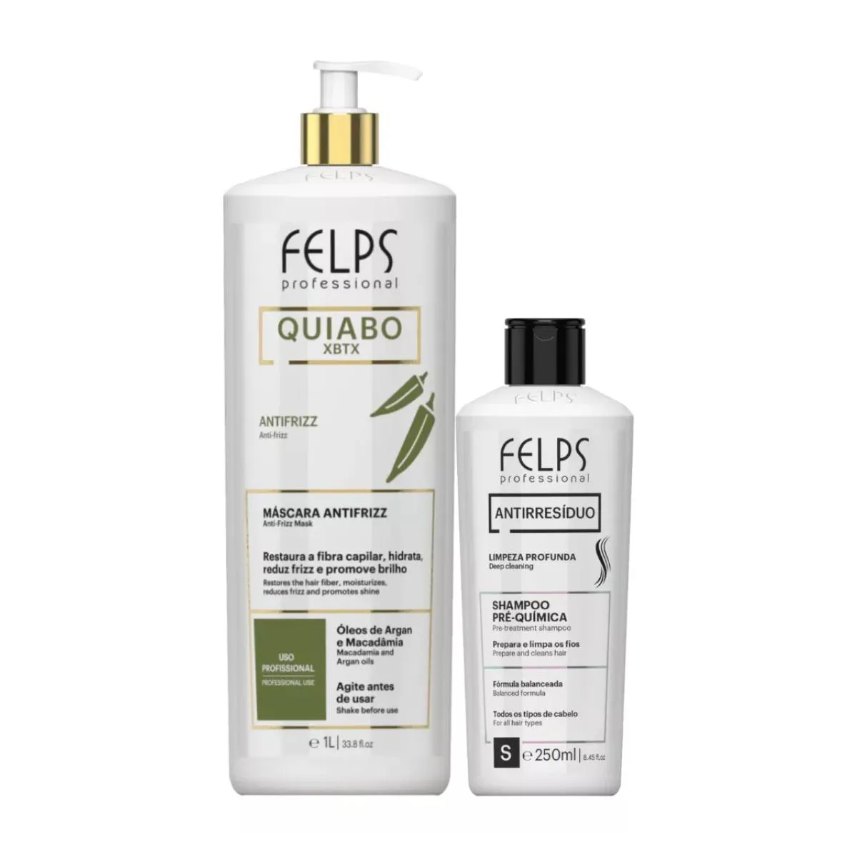 Felps Escova Progressiva de Okra 1l e Antirresiduo 250ml