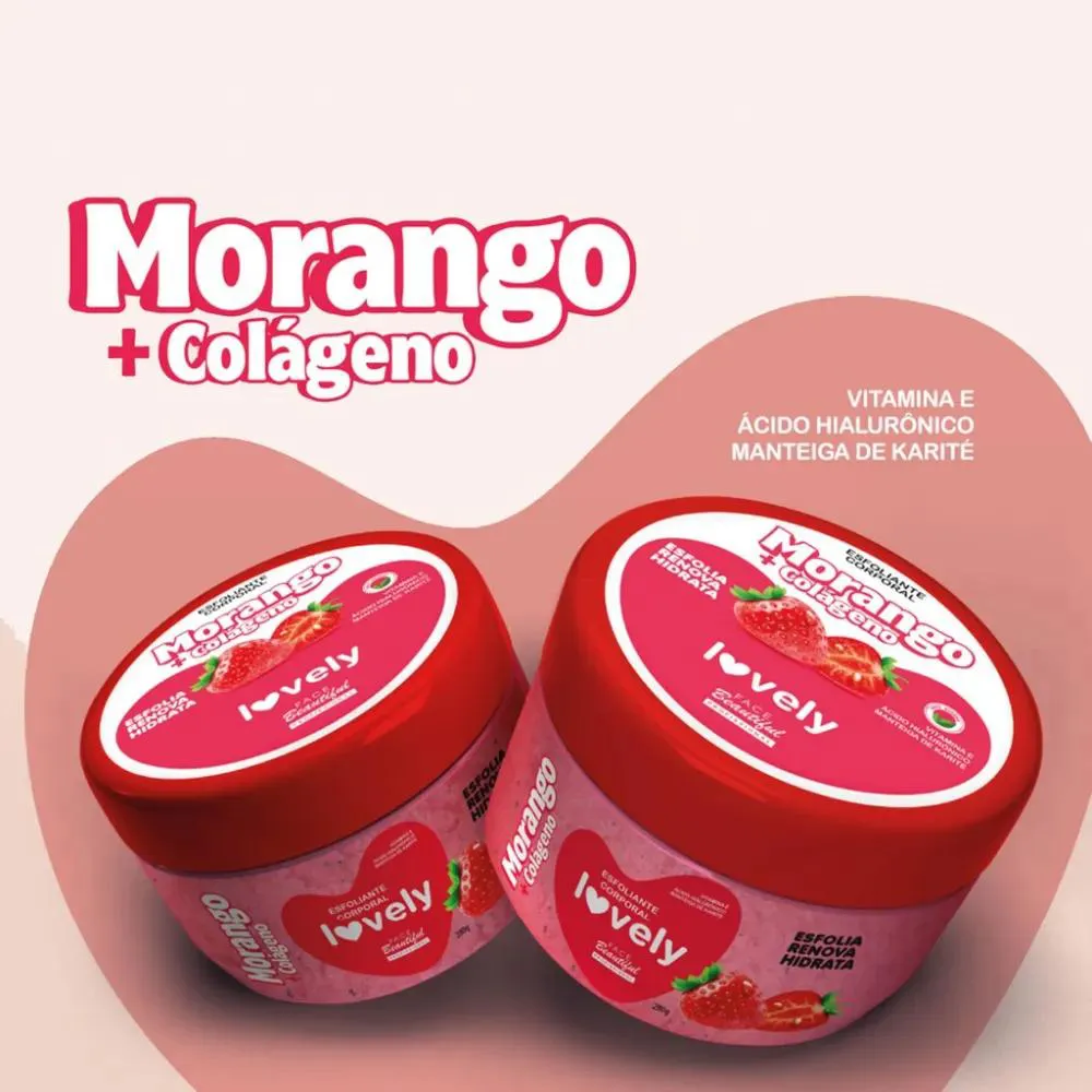 Esfoliante Corporal Morango + Colágeno Lovely Face Beautiful 280g