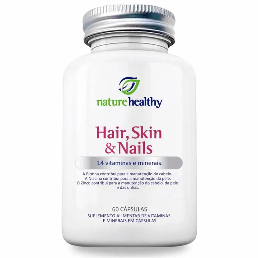 HAIR, SKIN & NAILS c/ 14 VITAMINAS E MINERAIS NATURE HEALTHY 60 CÁPSULAS