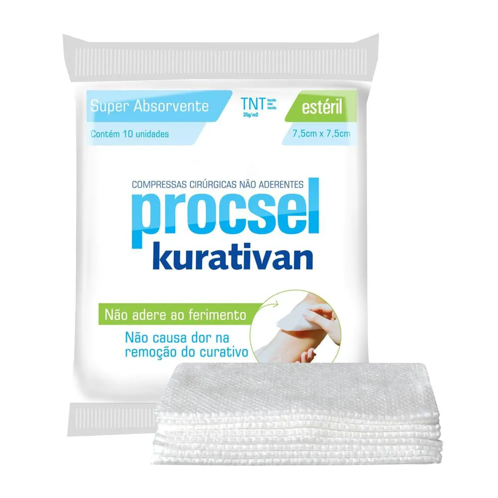 Compressa Kurativan Procsel Estéril 7.5cmx7.5cm - 10 Compressas