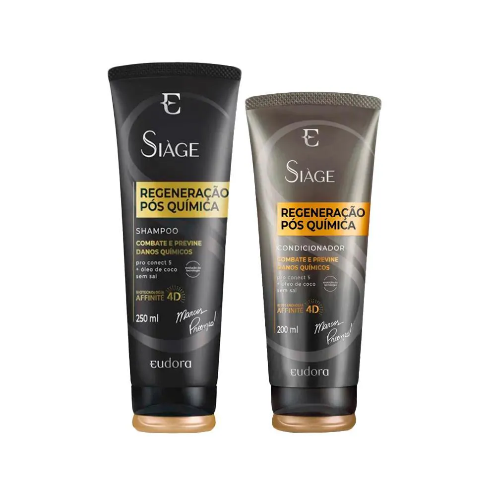 Kit Eudora Siáge Regeneração Pós Química 4d - Shampoo E Condicionador