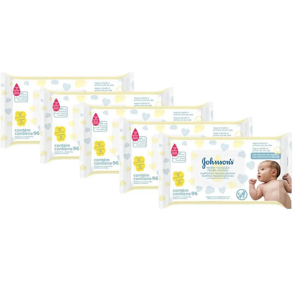 Kit Johnson´s Baby Toalhinhas Recém-Nascido 480 unidades
