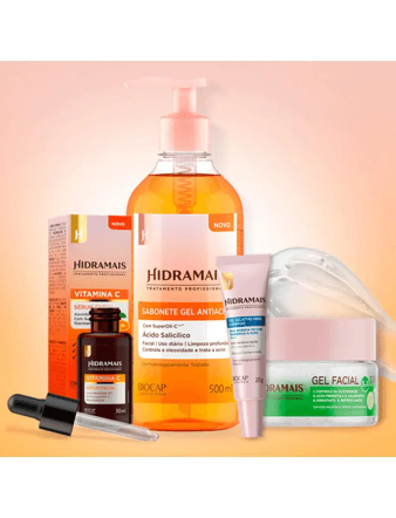 Kit Antiacne com Sérum Vitamina C e Gel Hidratante 500ml