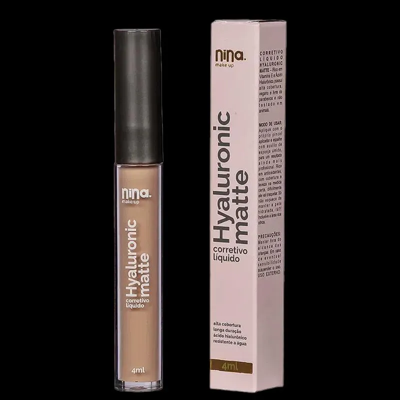 Nina Make Up Hyaluroinc Matte Corretivo Líquido Cor 0.5