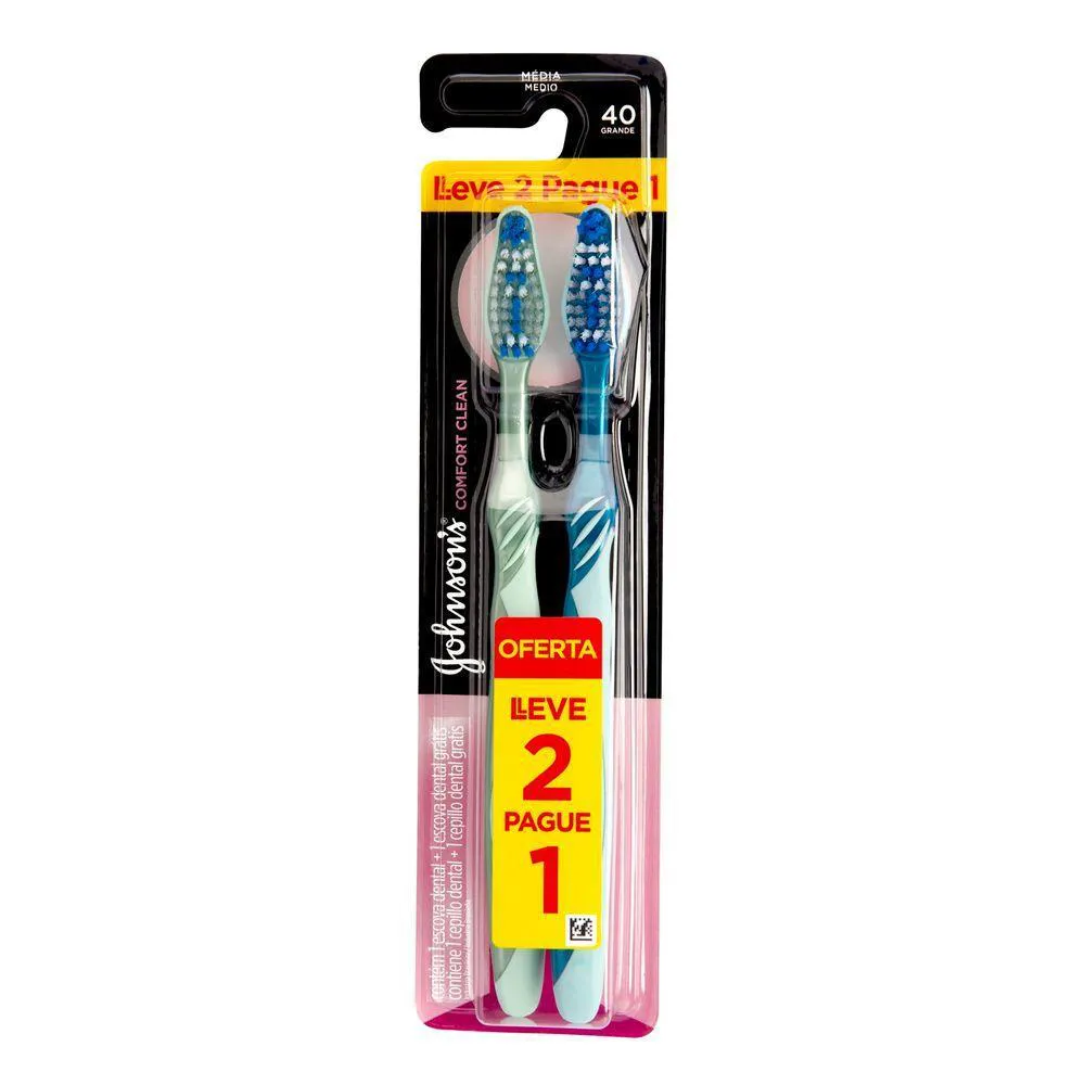 Escova de Dentes J&j Reach Comfort Clean Média 40 Leve 2 Pague 1