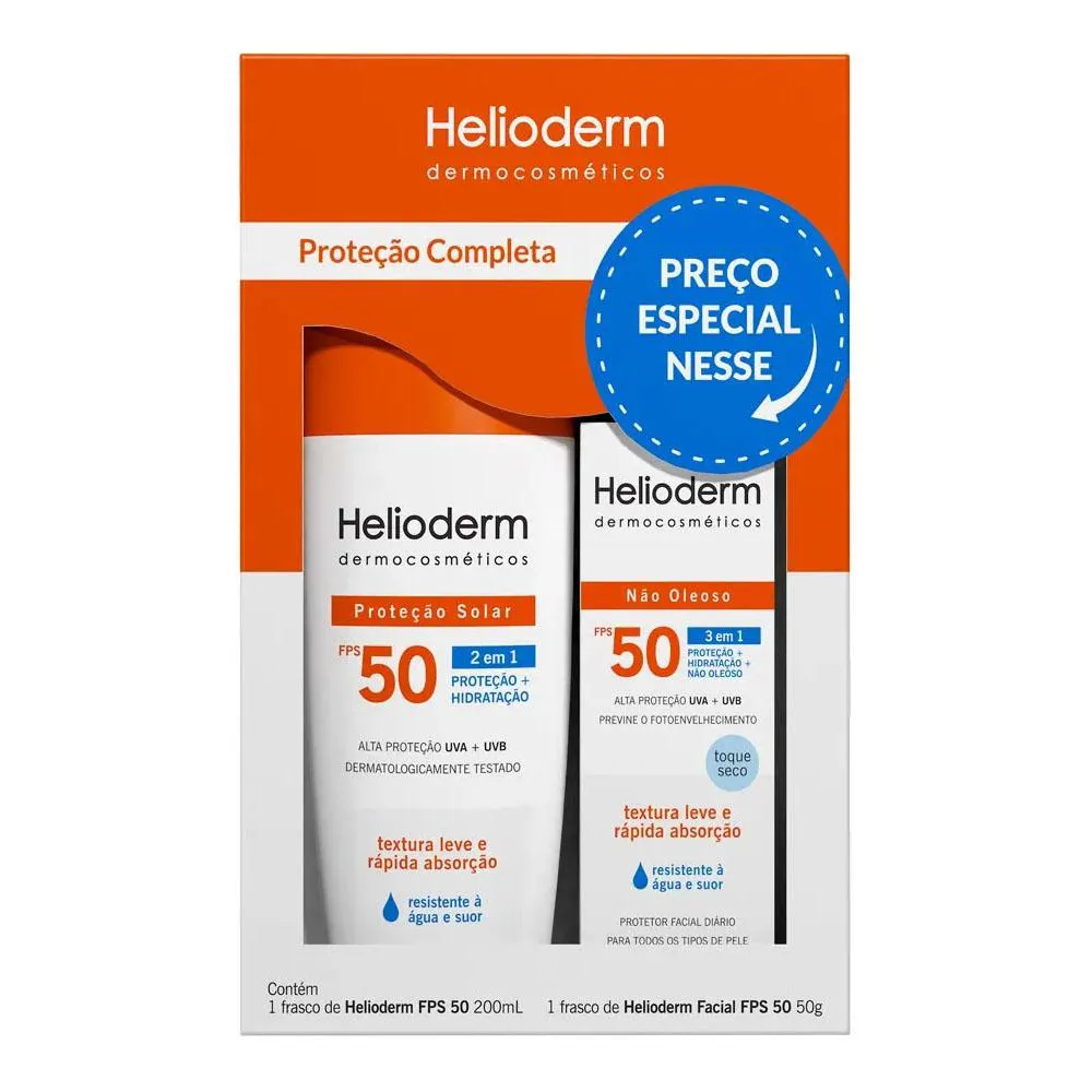 Kit Protetor Solar Helioderm Corporal e Facial Fps 50 - Kley