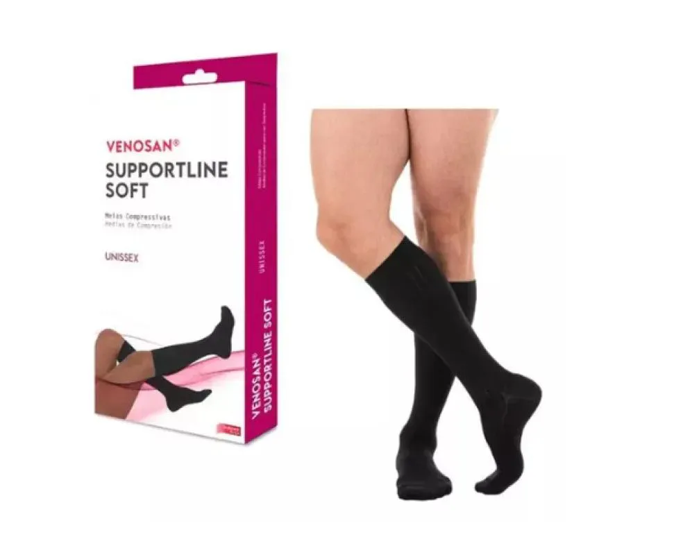 Meia de Compressão para Viagem Supportline Soft 18-22mmhg 3/4 Ad Panturrilha Cor Preta - Venosan M