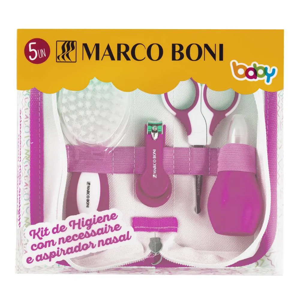 Kit Higiene Cuidados para O Bebe Necessaire Rosa Marco Boni