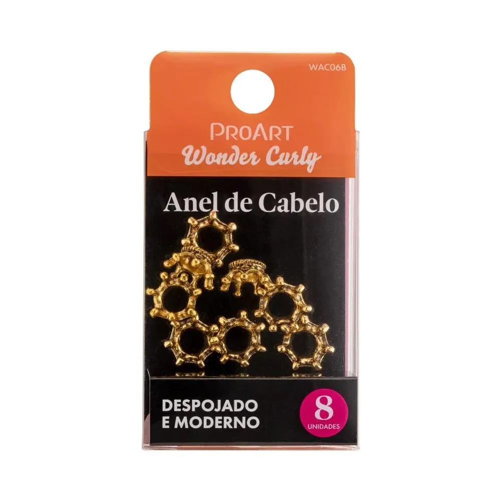 Anel de Cabelo Penteados Coroa Dourada 8 unidades Proart