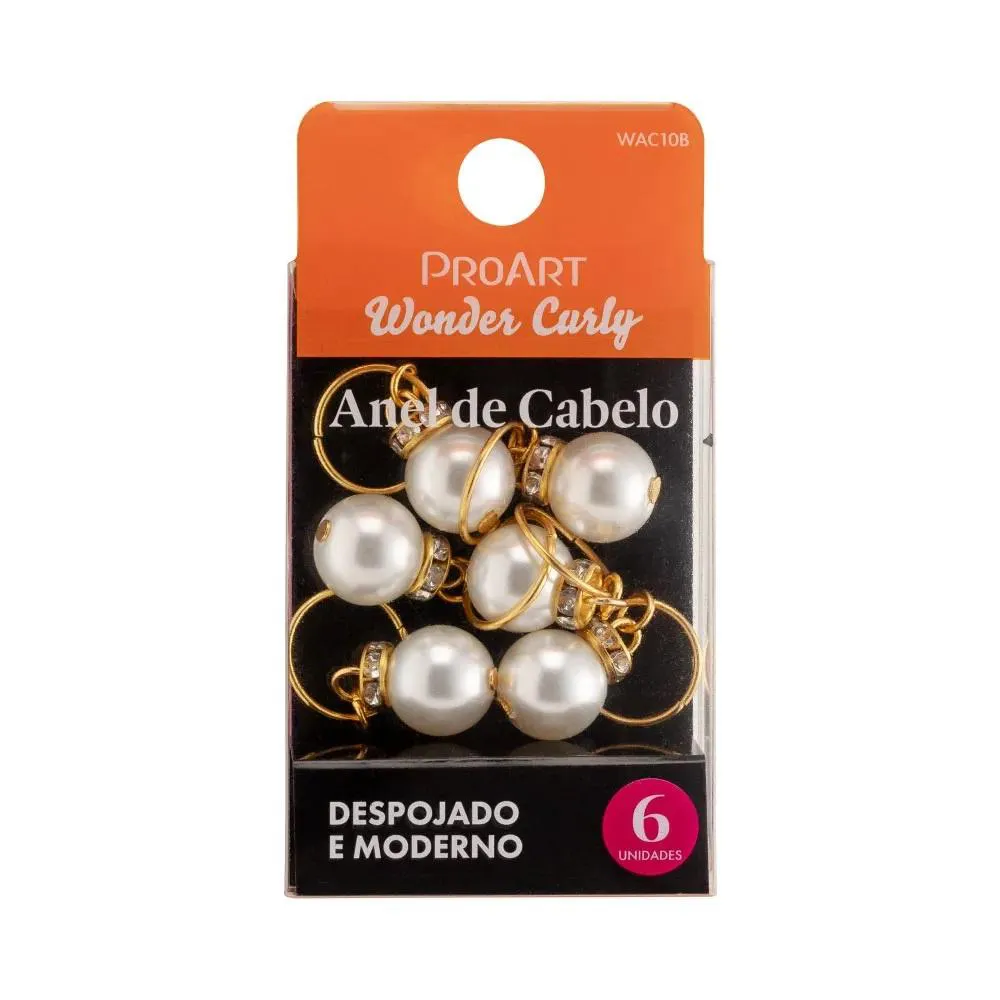 Anel de Cabelo Penteados Perolas 6 unidades Proart