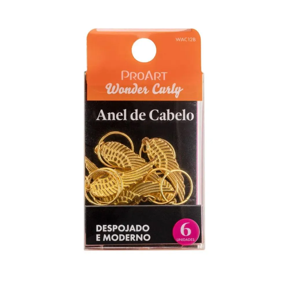 Anel de Cabelo Penteados Asa Dourada 6 unidades Proart