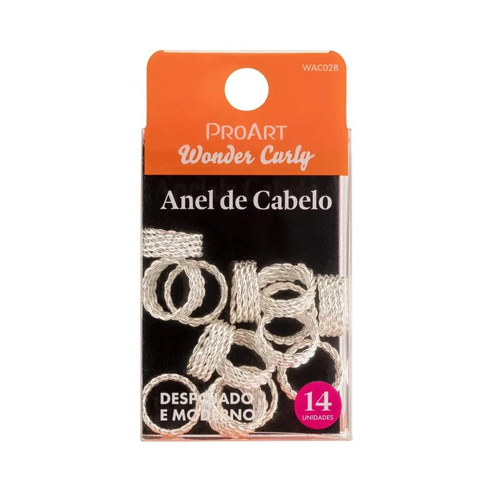 Anel de Cabelo Penteados Argola Prateada 14 unidades Proart