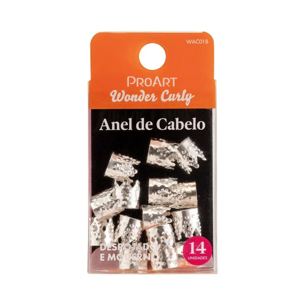 Anel de Cabelo Penteados Coroa Prateada 14 unidades Proart
