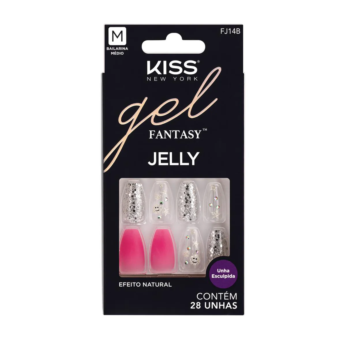 Unha Decorada Bailarina Média Gel Fantasy Jelly - Kiss Ny