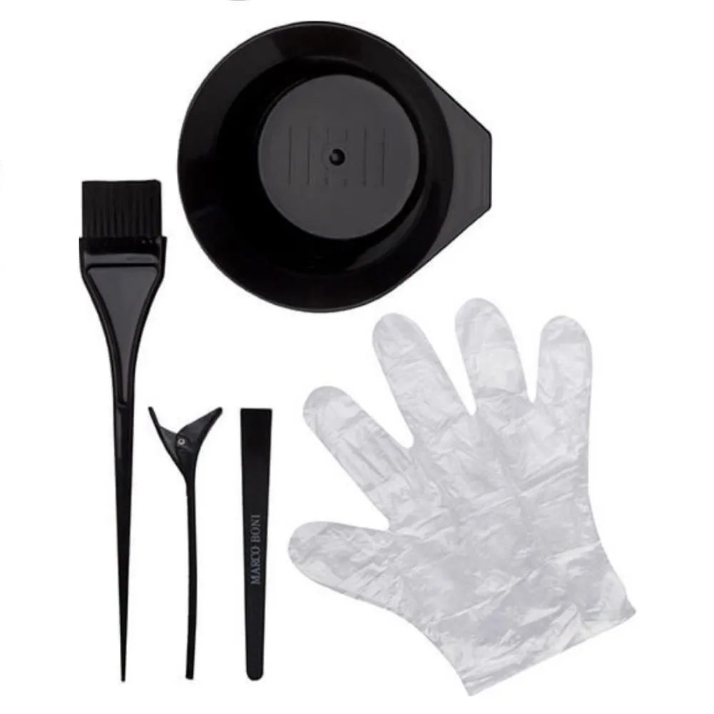 Kit Tintura de Cabelo Tigela Pincel Luvas Clips Marco Boni
