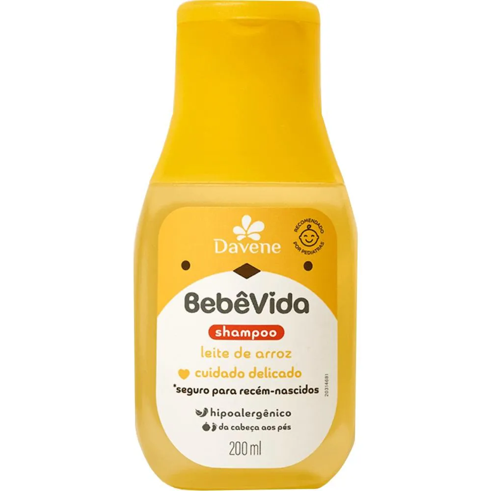 Shampoo Leite de Arroz Bebe Vida 200ml Davene