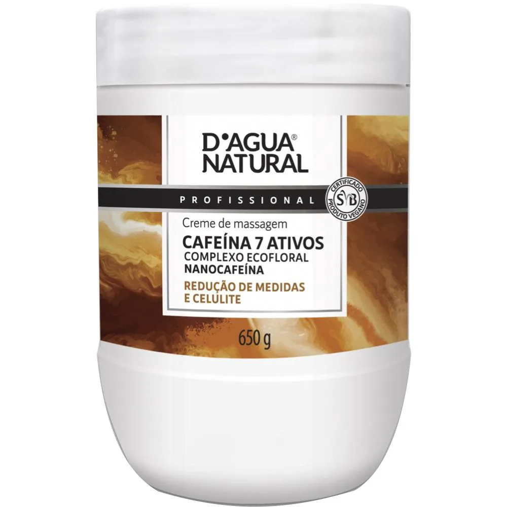 Creme Massagem Redutora Cafeina 7 Ativos 650g Dagua Natural