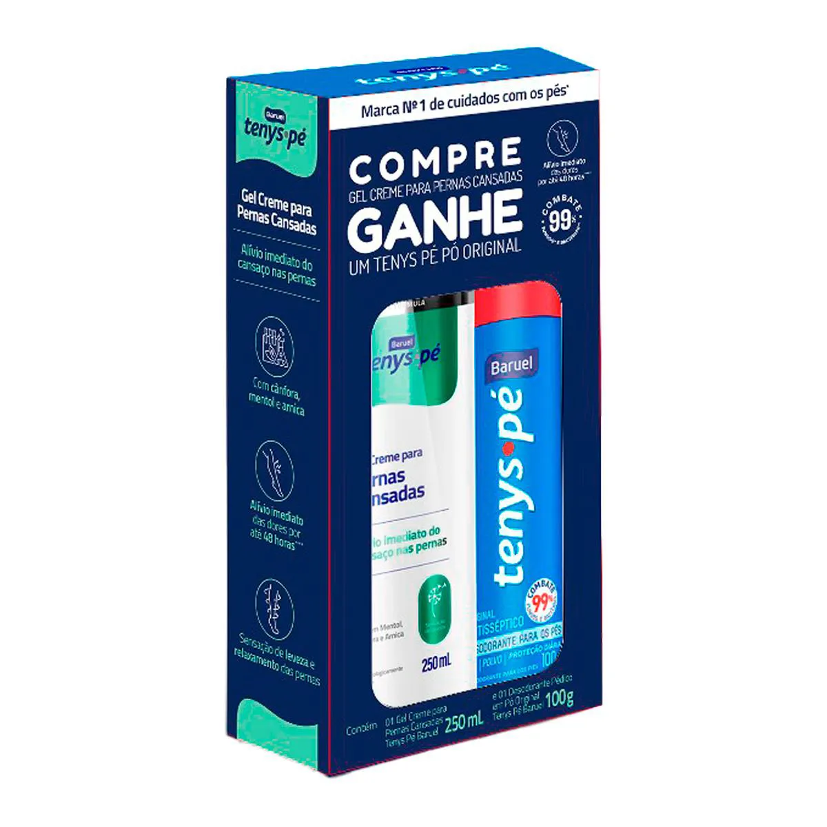 Kit Baruel Pernas Cansadas 250ml + Talco Tenys Pé Original 100g