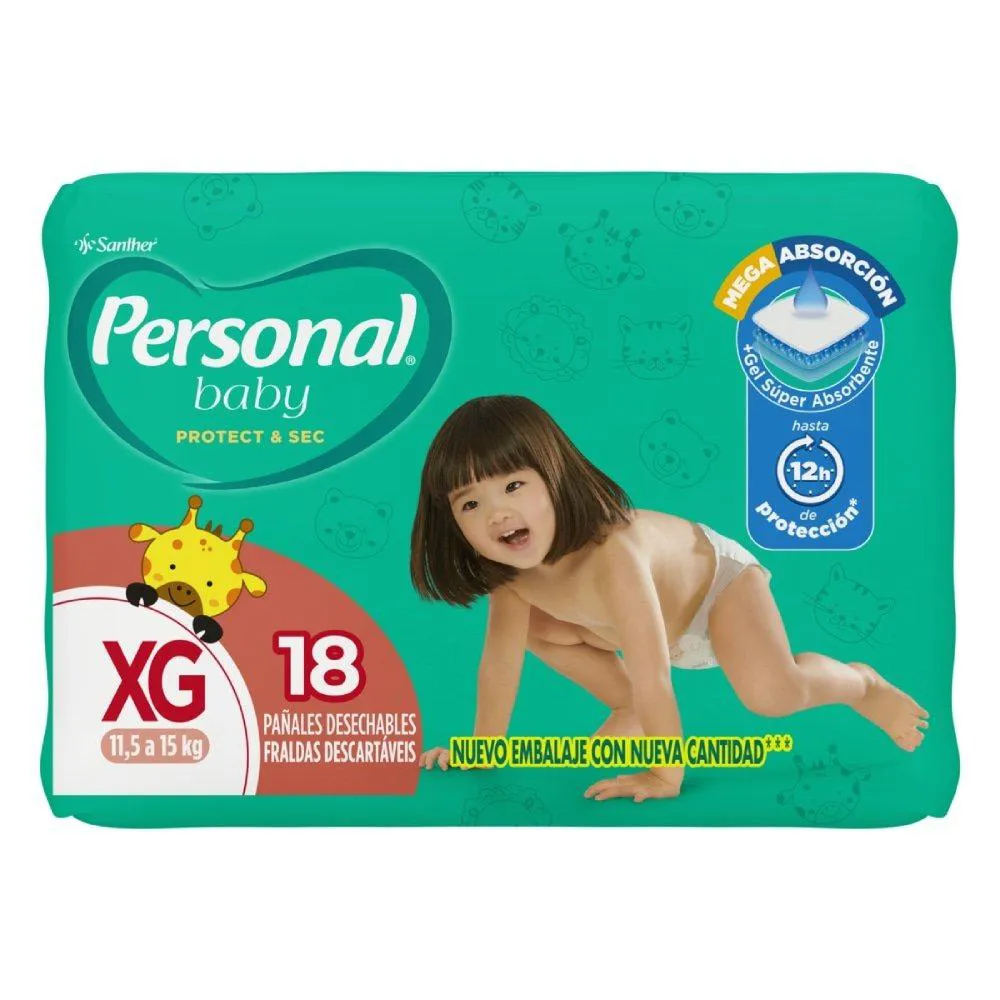 Fralda Descartável Personal Soft & Protect Jumbo Tamanho Xg - 12 Pacotes com 18 Fraldas - Total 216 Tiras