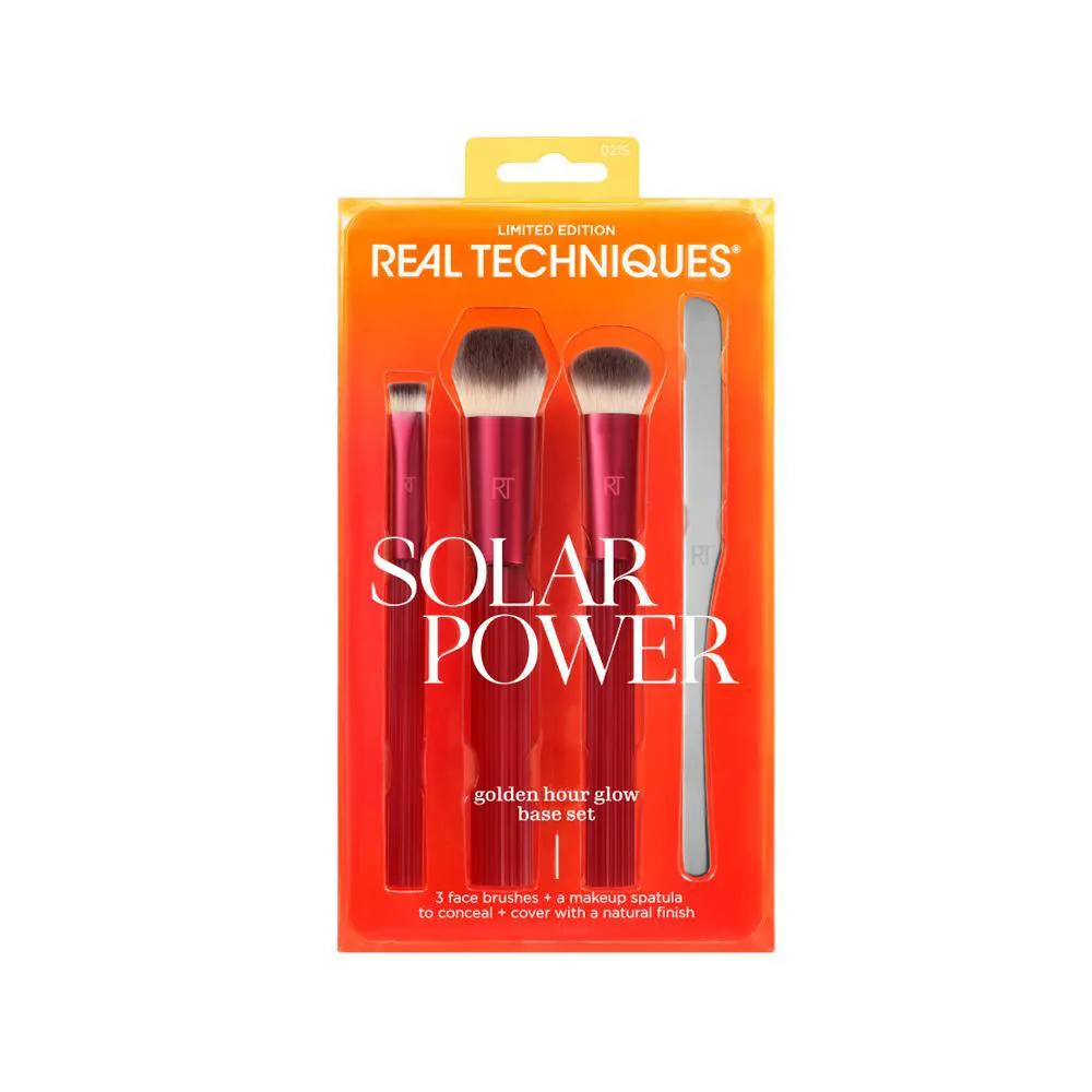 Real Techniques Solar Power Golden Hour Glow Base Set Kit Pincéis 70g