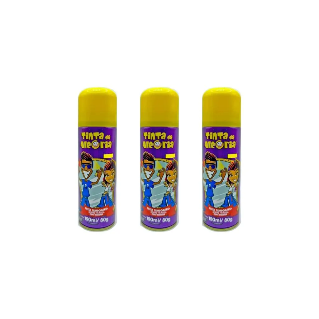 Tinta Spray da Alegria 150ml Amarelo - Kit C / 3un