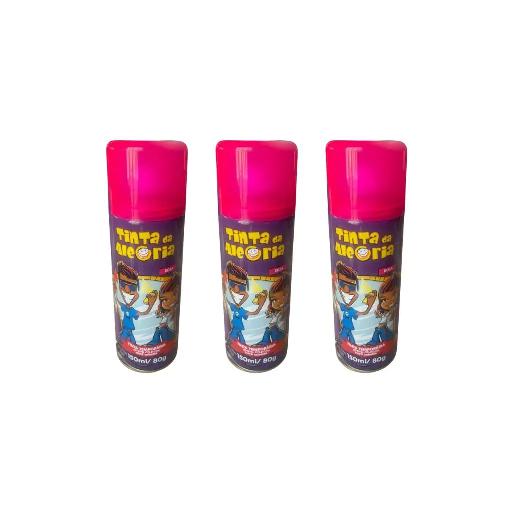 Tinta Spray da Alegria 150ml Rosa - Kit C / 3un