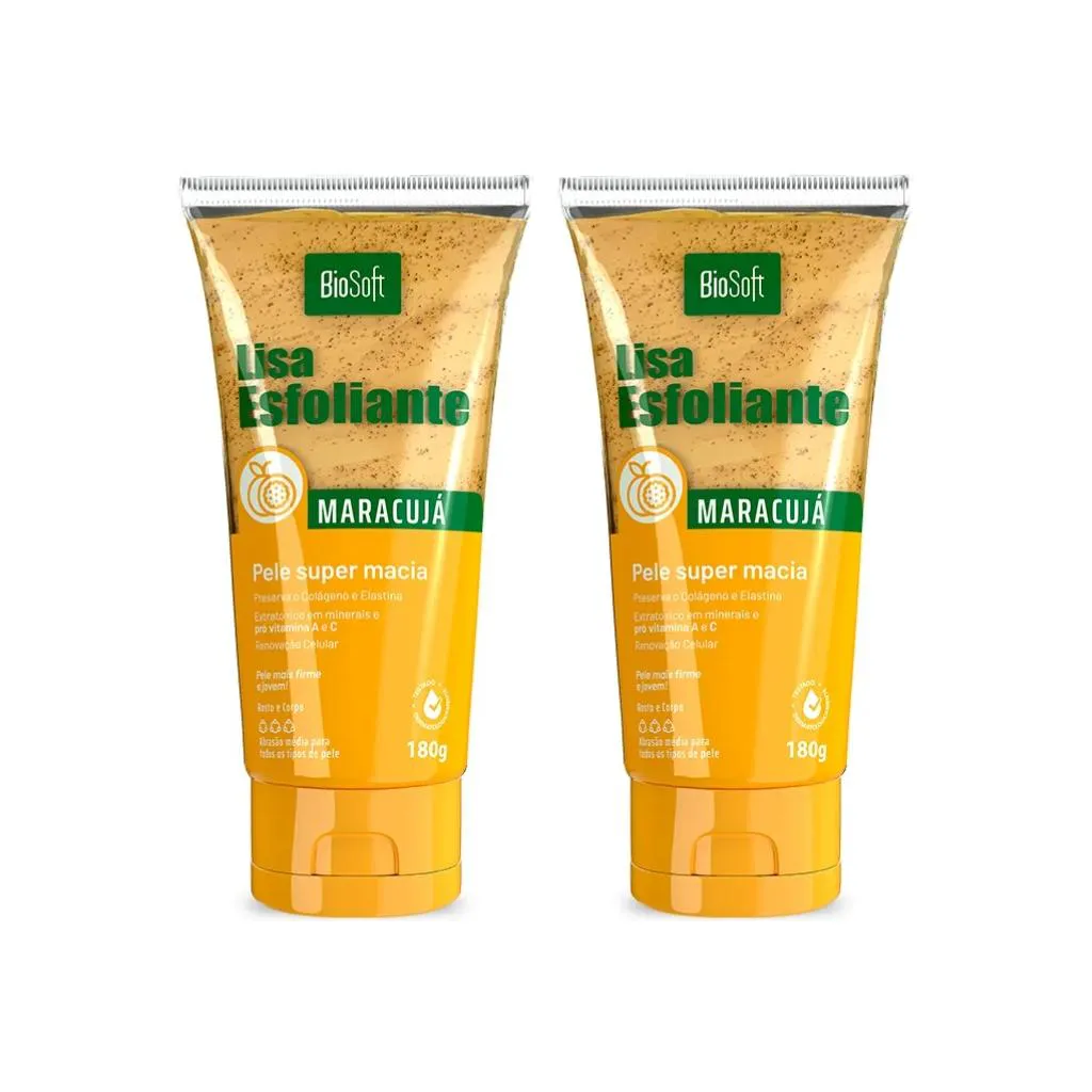 Creme Esfoliante Soft Hair Biosoft 180g Maracuja - Kit C / 2un