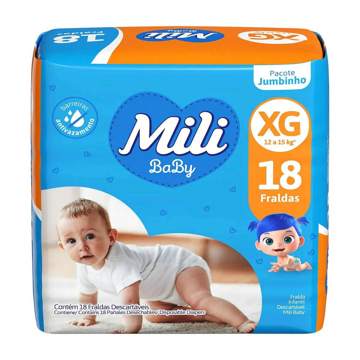 Fralda Descartável Mili Jumbinho Xg 18 unidades - Mili