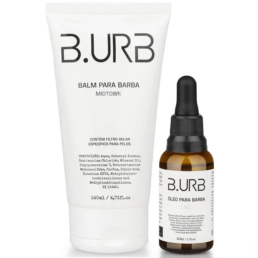 Kit Balm Midtown + Óleo Venice Café e Baunilha Barba Urbana B.urb