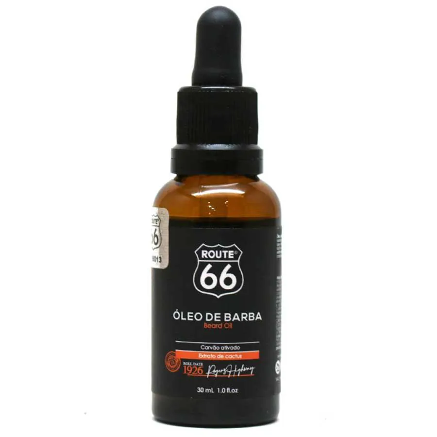 Óleo de Barba Route 66 com Carvão Ativado e Extrato de Cactus 30ml Viking