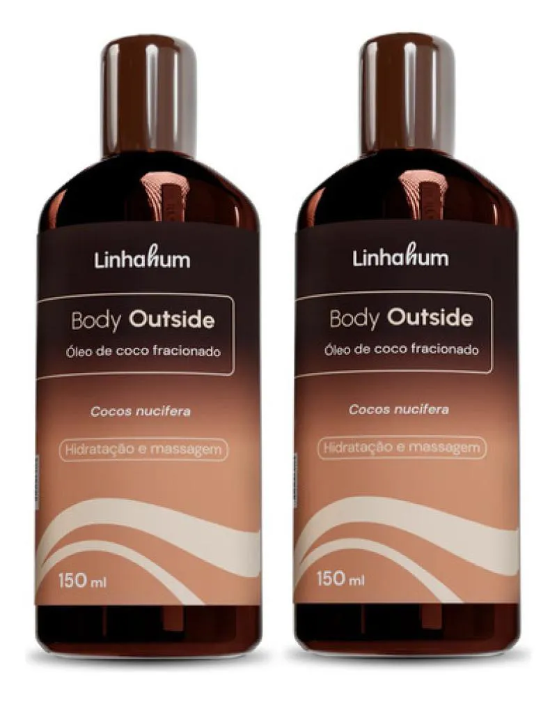 2U Óleo de Coco Massagem Hidratante Corporal Vegano Linhahum 150ml Marrom