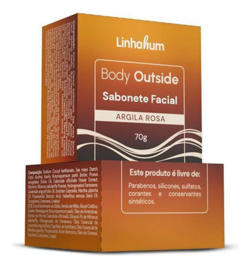 Sabonete Facial Argila Rosa Body Outside 70 G Linhahum