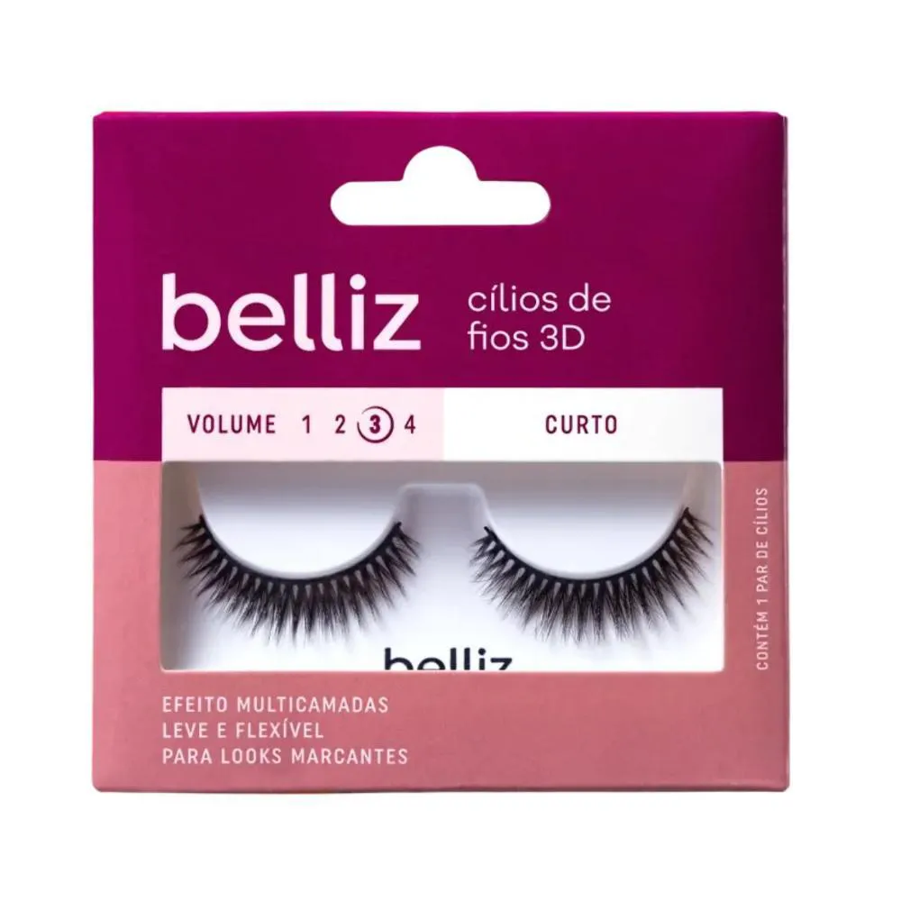 Cílios de Fios 3d Curto Belliz Volume 3 Cód.2647