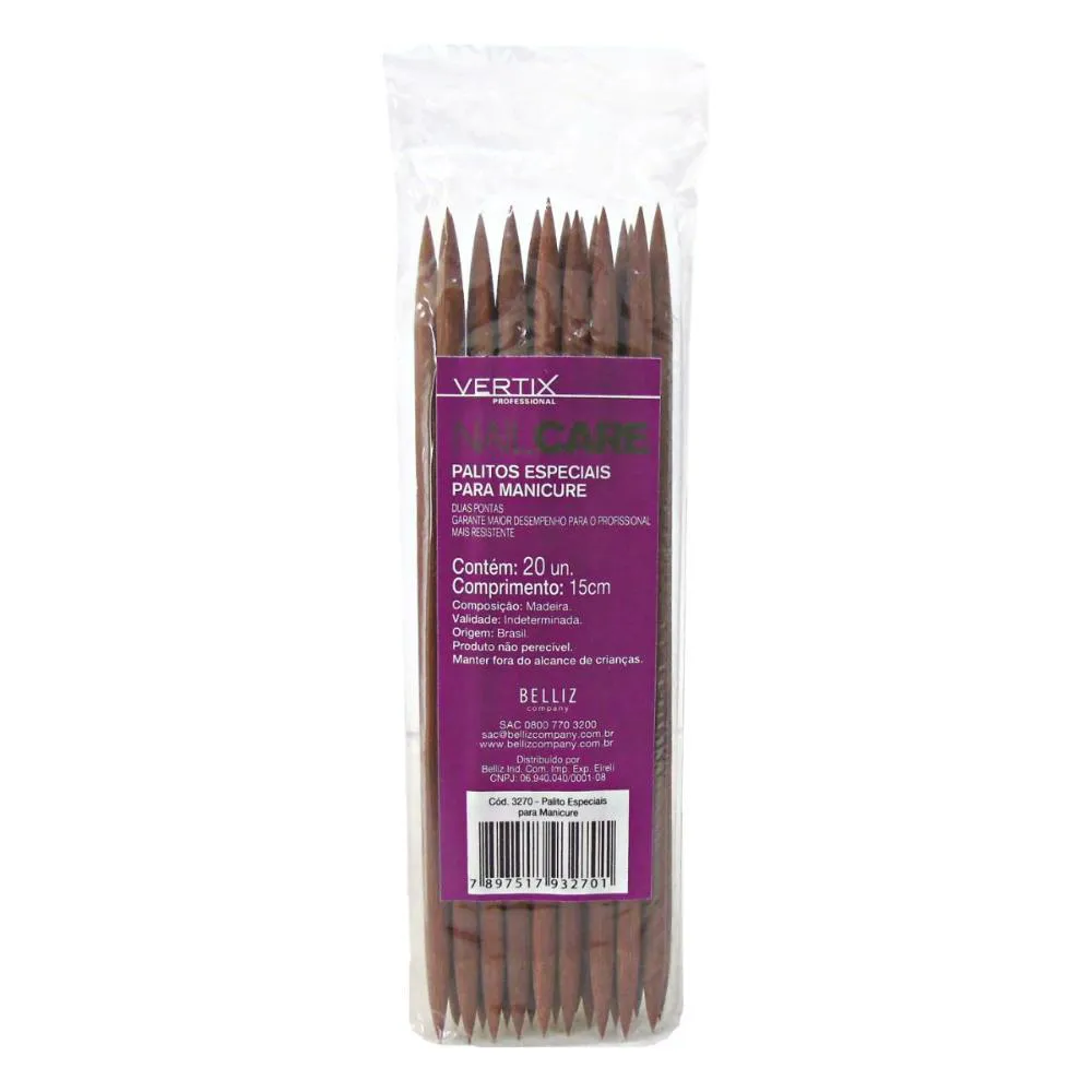 Palitos Especiais para Manicure Vertix Nail Care C/20 Uni Cód.3270
