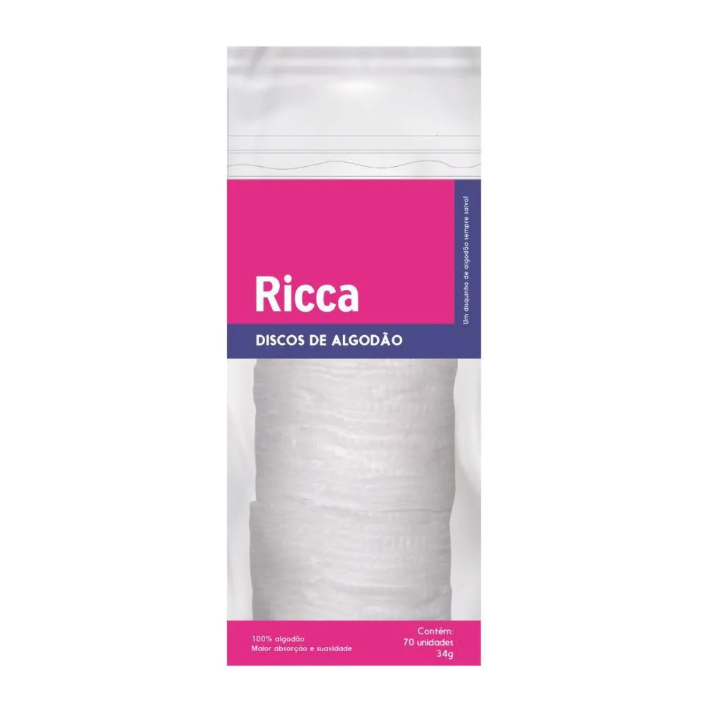 Discos de Algodão Belliz Ricca com 70 unidades 34g