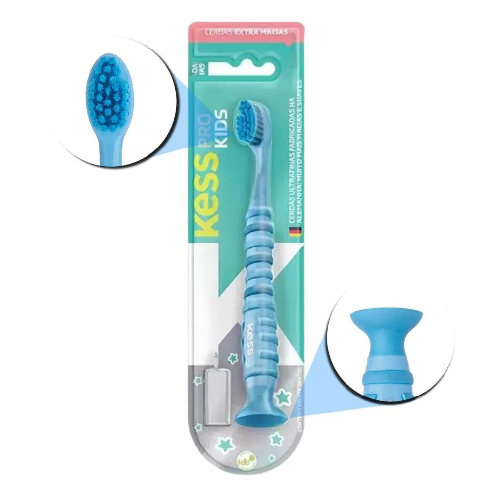 Escova Dental Kess Pro Kids com Ventosa Azul Cód.2067