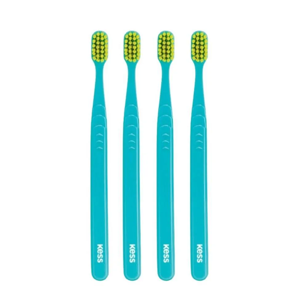 Kit Escova Dental Extra Macia Kess Pro Pocket Belliz Verde Água C/4