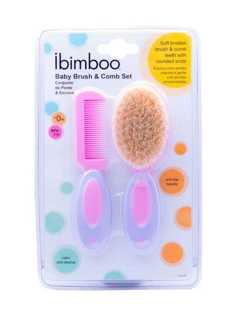 Kit Pente Escova com Cerdas Naturais Pink - Ibimboo
