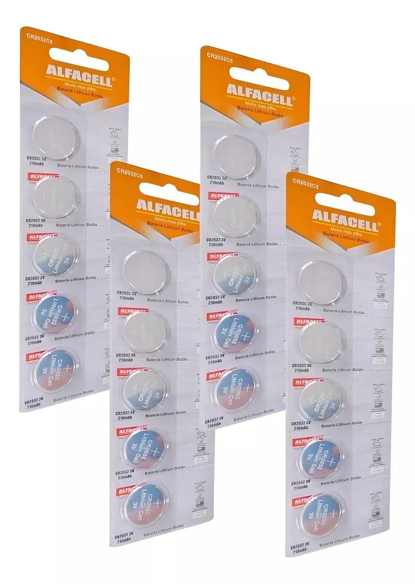Kit 20- Bateria Cr2032 Alfacell 4 Cartelas