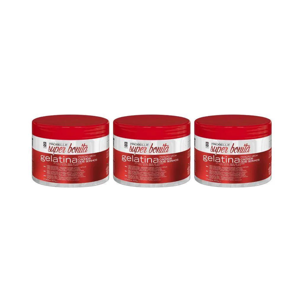 Gelatina Capilar Probelle Super Bonita 500g Cacho Sonhos 3un