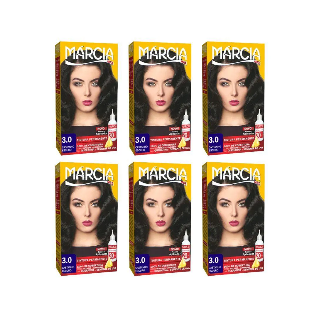 Coloração Marcia Liquida 3.0 Castanho Escuro - Kit C / 6un