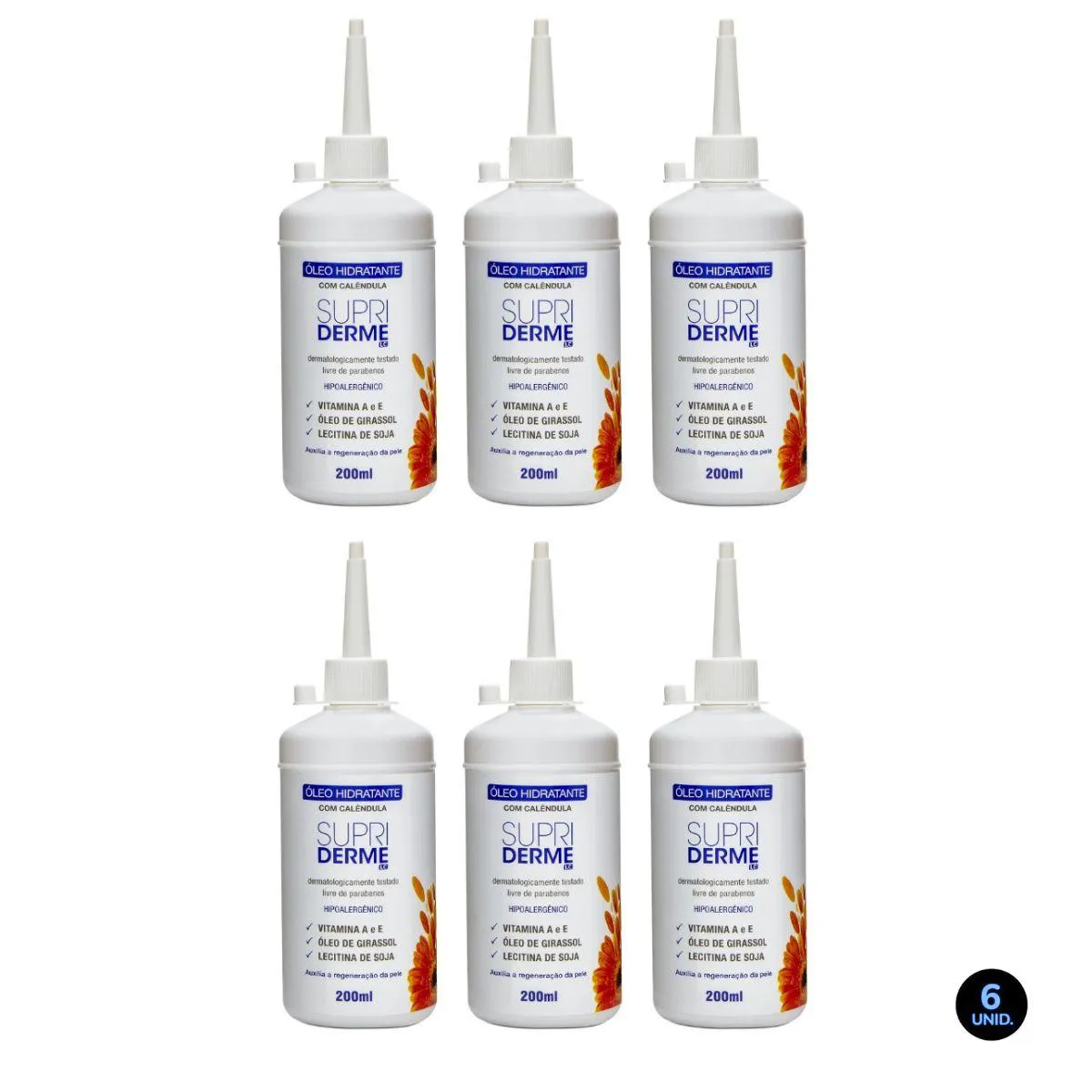 Kit Supriderme Oleo Hidratante com Calendula 200ML com 6 unidades