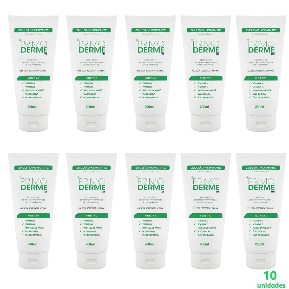 Kit Primoderme Emusão Hidratante 200ml com 10 unidades