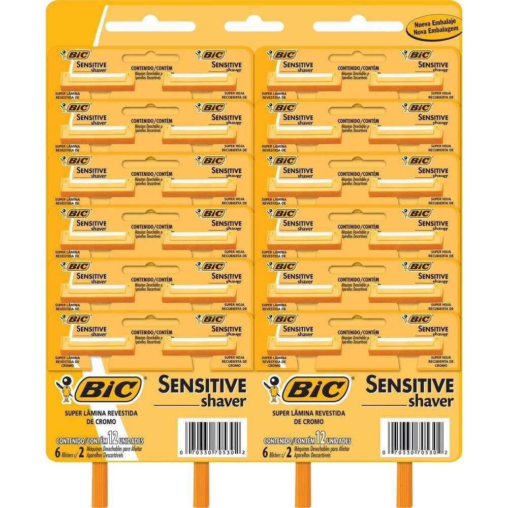 Aparelho Bic Sensitive Shaver 12 Embalagens com 2 unidades