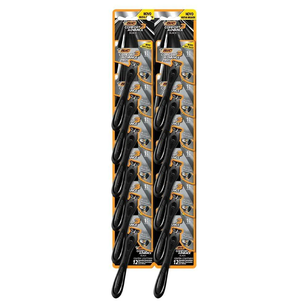 Aparelho Bic Comfort 3 Black Night Embalagem com 12 unidades