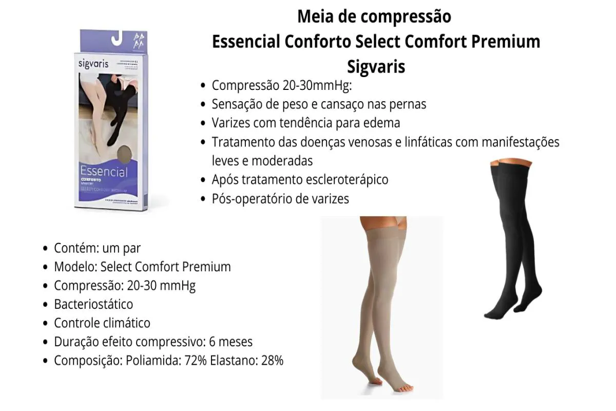Meia Sigvaris Select Comfort 20-30 Mmhg 7/8 Af 862 Ponteira Aberta Natural G1