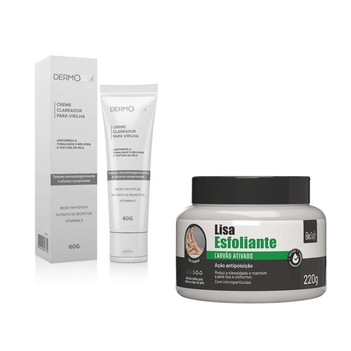 Clareador Íntimo Kit Creme e Esfoliante Virilha Axila e Coxa