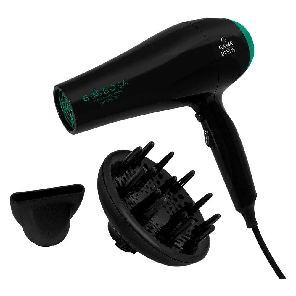SECADOR DE CABELO GAMA BABOSA CERAMIC ION 2 VELOCIDADES 3 TEMPERATURAS 2100W, PRETO/VERDE 220