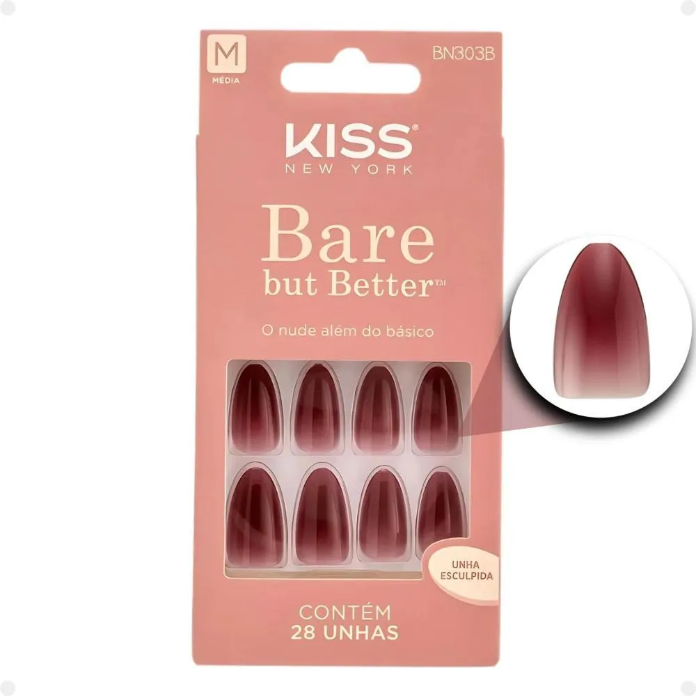 Unhas Postiças Média Kiss Ny Impress Bare But Better Chemistry Bn303b