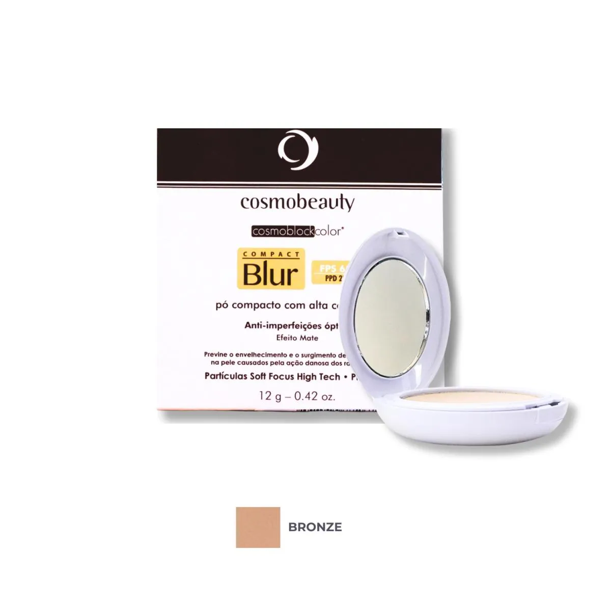 Cosmobeauty Filtro Solar em Pó Compact Blur Efeito Mate Fps 65 - Bronze